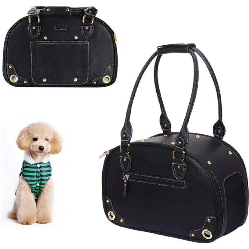 Pet Carrier Foldable Waterproof PU Leather Pet Travel Portable Bag